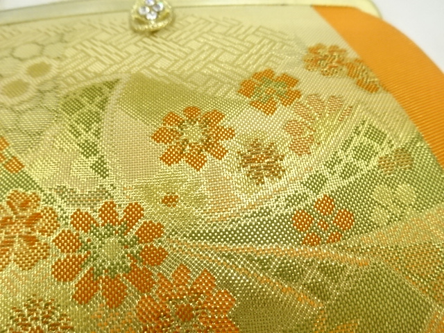  リサイクル　束ね熨斗に花模様織出し和装バッグ